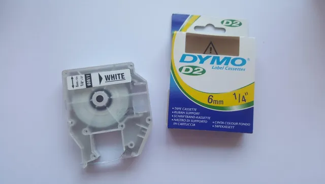 Dymo D2-labeltape, 6 mm x 10 m, wit