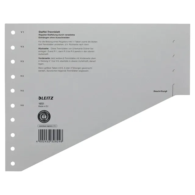 Leitz Scheidingsbladen Leitz A4 karton 200gr 11-gaats grijs 100 stuks