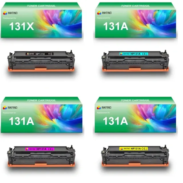 INKFIND 131X (CF210X CF211A CF212A CF213A) tonercartridge multipack van 4 stuks (Zwart+Cyaan+Magenta+Geel) compatibel met HP 131A (CF210X/CF211A/CF212A/CF213A) en Canon toner cartridge 731H en 731 (Zwart+Cyaan+Magenta+Geel) - 4-pack BK/C/M/Y Zwart/Cyaan/Magenta/Geel