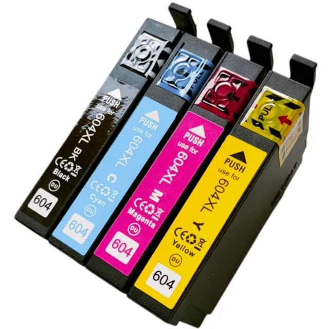 KATRIZ huismerk inkt voor Epson 604XL / T604XL / 604 Series - Zwart,Cyaan, Mangeta,Geel | 4 stuks| geschikt printer model Epson Expression Home XP-2200/ XP-2205 / XP-3200 / XP-3205 / XP-4200 / XP-4205 /Epson WorkForce WF-2910DWF / WF-2930DWF / WF Zwart, Cyaan, Magenta, Geel