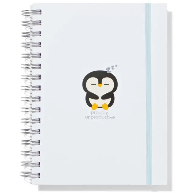 HEMA 4-in-1 collegeblok 21x14.8cm gelinieerd pinguïn (lichtblauw)