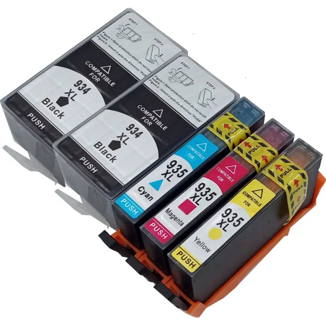 KATRIZ huismerk ink 2x HP934XL Zwart + 1x HP935XLCyaan + 1x HP935XL Magenta + 1x HP935XL Geel | voor HP OfficeJet Pro 6230 / 6800 / 6820 / 6831| 5 stuks Zwart, Cyaan, Magenta, Geel