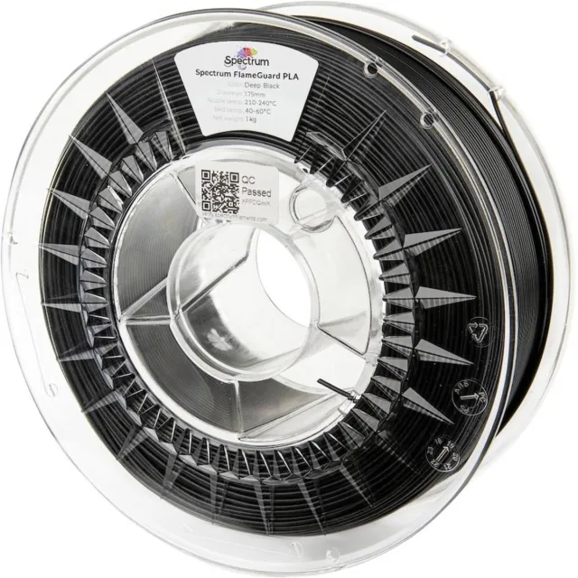 Spectrum Filaments 81449 FlameGuard PLA Filament PLA kunststof Vlamvertragend, Hittebestendig 1.75 mm 1000 g Zwart 1 st Kleurloos