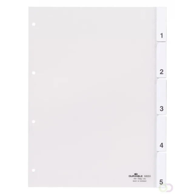 Durable Tabbladen A4 5-delig gelaste tabs en voorblad, 80x80x80 mm