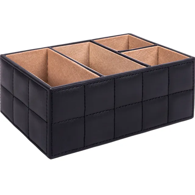 QUVIO Bureau organizer - 4 vakken - PU Leer - Zwart