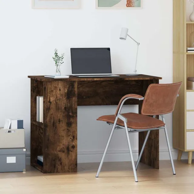 vidaXL Bureau 100x55x75 cm bewerkt hout gerookt eikenkleurig, foto 2