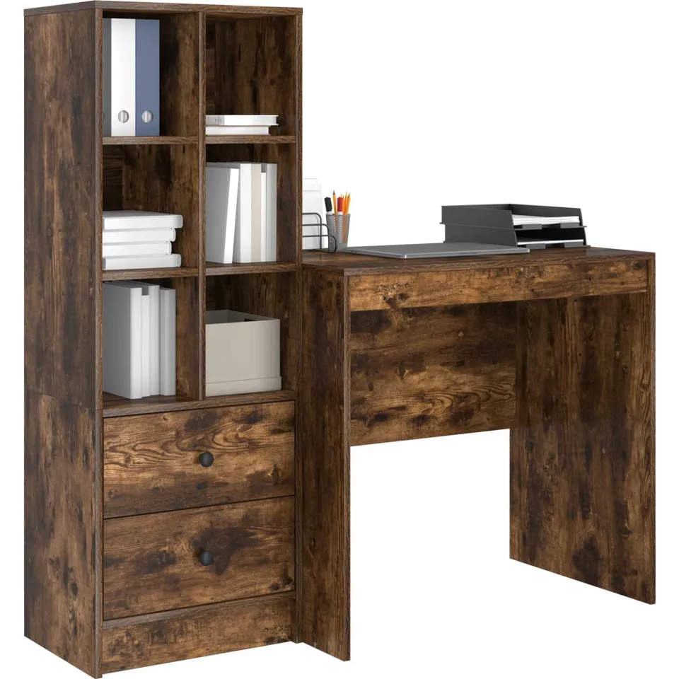 vidaXL Bureau Gerookt eiken 125,5 x 50 x 127 cm 2 st Bruin