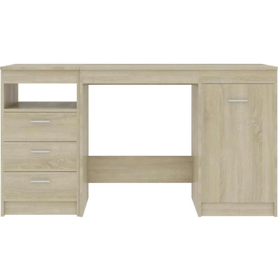 vidaXL Bureau 140x50x76 cm bewerkt hout sonoma eikenkleurig, foto 3