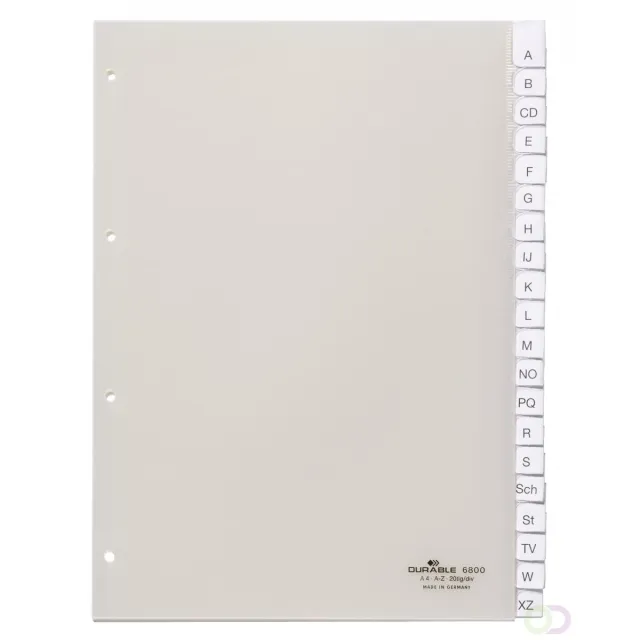 Durable Tabbladen A4 20-delig gelaste tabs A-Z (Duits) en voorblad