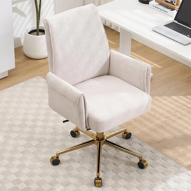 KOMHTOM BLACKCOLORS In hoogte verstelbare draaibare bureaustoel met middelhoge rugleuning, gestreepte bekleding en ergonomische vorm – de ideale keuze voor werk, studie of ontspanning. De middelhoge rugleuning biedt op Wit