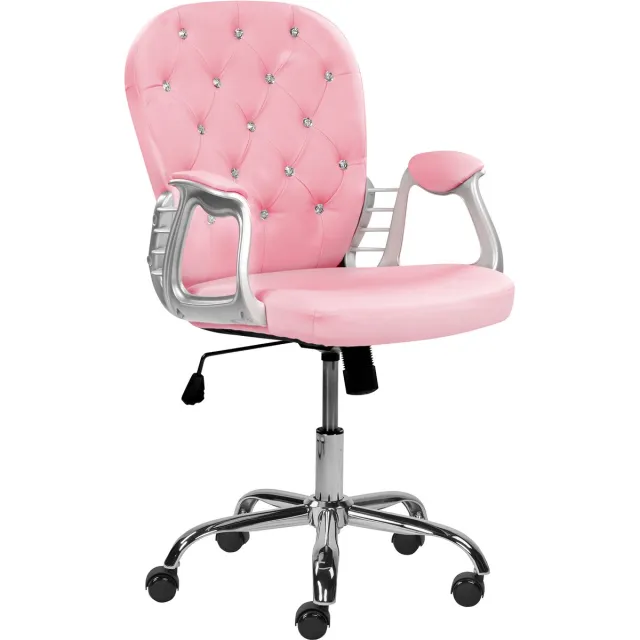 Beliani PRINCESS - Bureaustoel - Roze/Kristal - Kunstleer