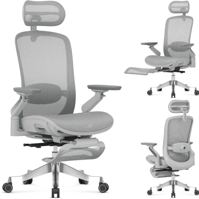 Mark Adler Leadpro 8.7 - Ergonomische bureaustoel - met massagefunctie en voetensteun - grijs