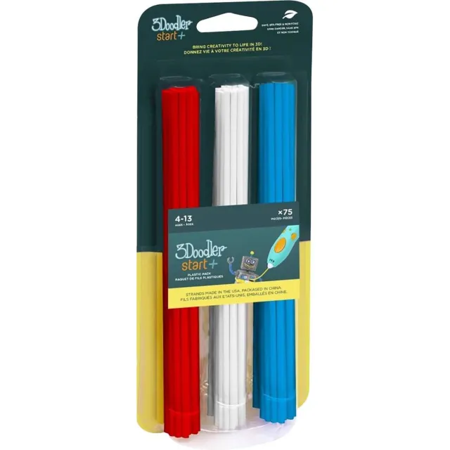 3Doodler Start - 3D Pen Navulling - 75 Kleurstaafjes - rood/wit/blauw