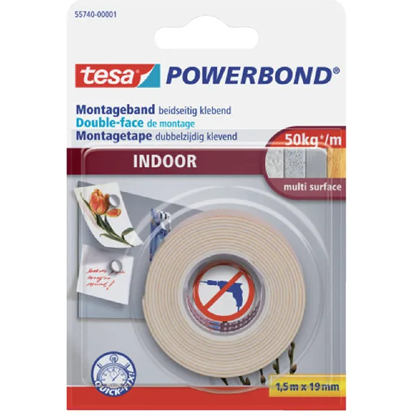 Tesa Dubbelzijdig montagetape tesa® Powerbond Indoor 1,5mx19mm wit