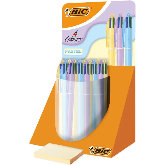 Bic Colours Pastel 4-kleurenbalpen, medium, klassieke inktkleuren, display van 30 stuks blauw