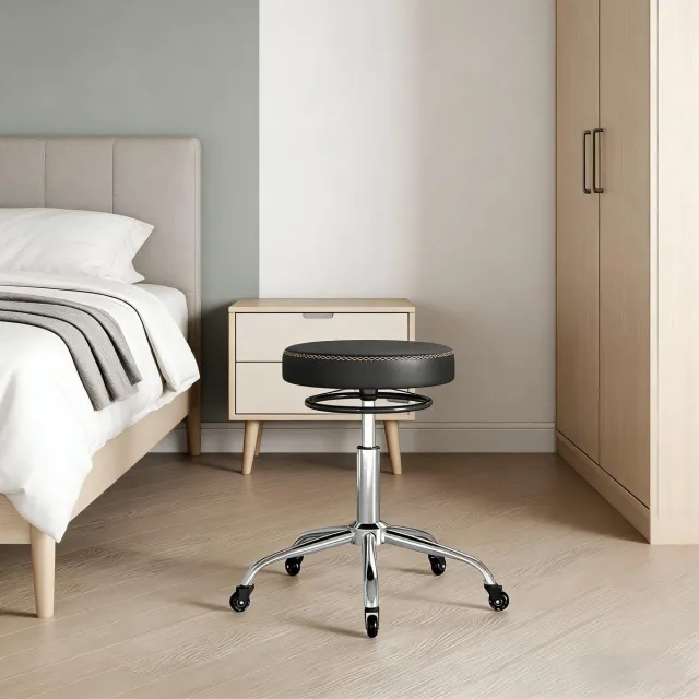 Wishdor Bureaukruk 49 x 49 x 46-58 cm 360° draaibaar met wielen zwart