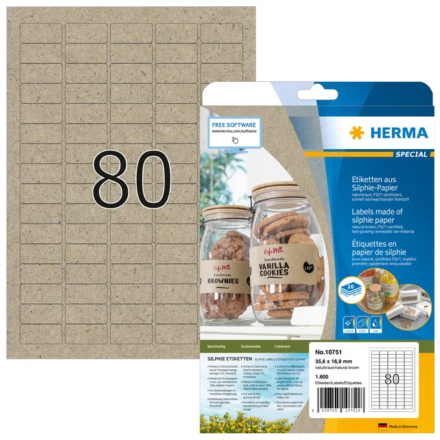 Herma Etiket HERMA 10751 35.6x16.9mm silphie bruin 1600 stuks