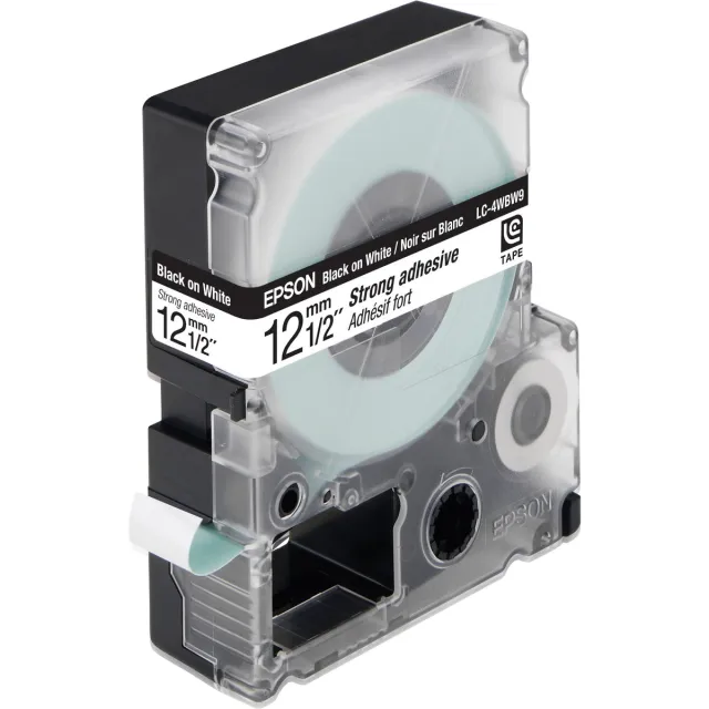 Epson LC-4WBW9 Strong Adh. Black on White tape 12mm Zwart op wit