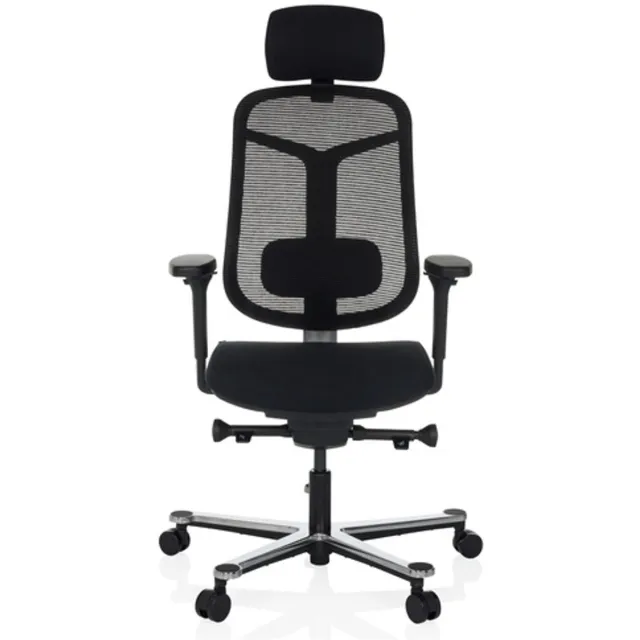 hjh office Bureaustoel / directiestoel BICOLORE HIGH mesh / stof zwart / frame zilver hjh OFFICE Zwart/Zilver