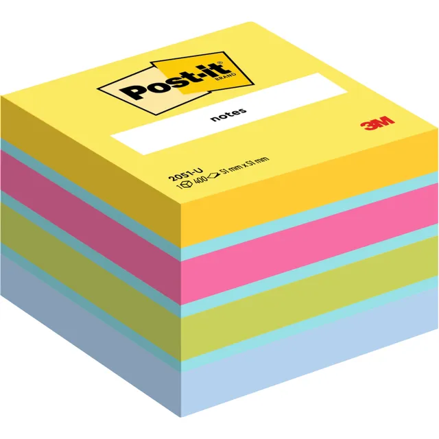 Post-It Notes Memoblok 3M Post-it 2051 51x51mm assorti kleur 400 vel blauw