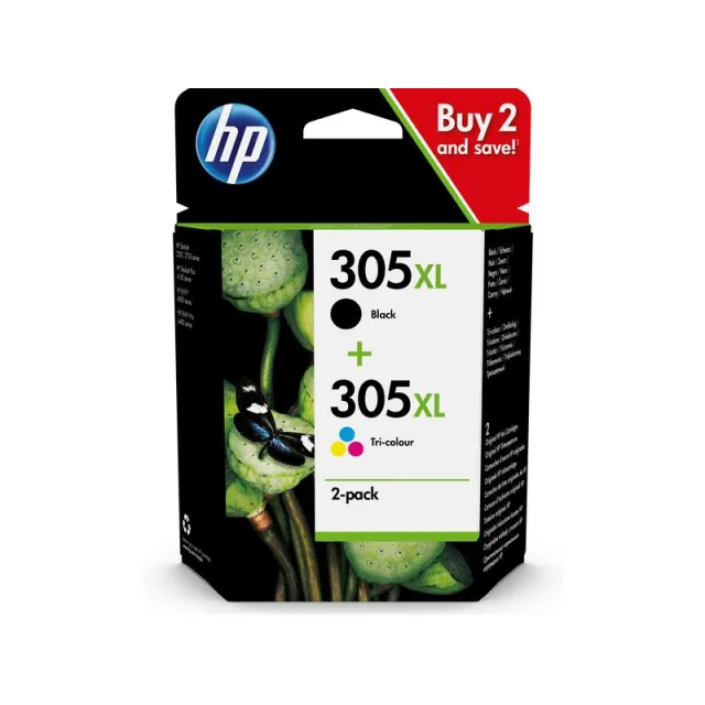 Hp 305XL (6ZA94AE) Inktcartridge Zwart + 3 kleuren Multipack Hoge capaciteit