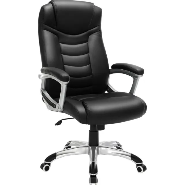 Nancy's Luxe Design Manager Bureaustoel - Ergonomische Directiestoel - Kunstleer - Zware Belasting zwart