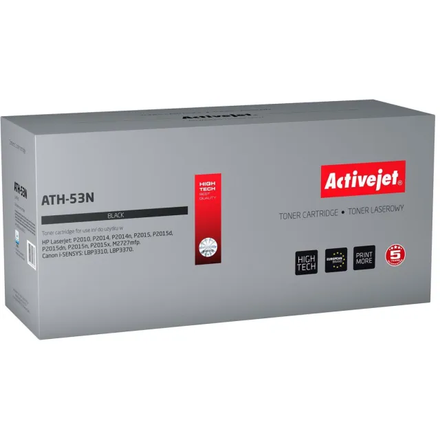 ActiveJet AT-53N toner voor HP-printer; HP 53A Q7553A. Canon CRG-715 vervanging; Opperste; 3500 pagina's; zwart.