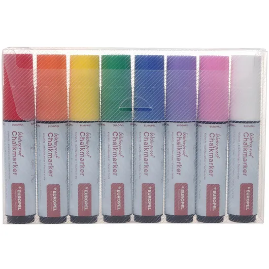 Europel Krijtstift Europel watervast 15mm assorti etui 8 stuks