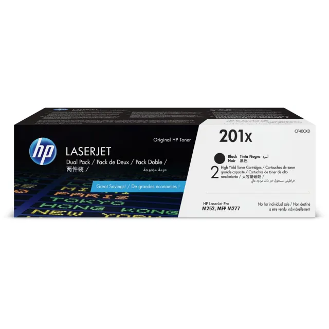 Hp toner 201X, 2 x 2.800 pagina's, OEM CF400XD, zwart, pak van 2 stuks