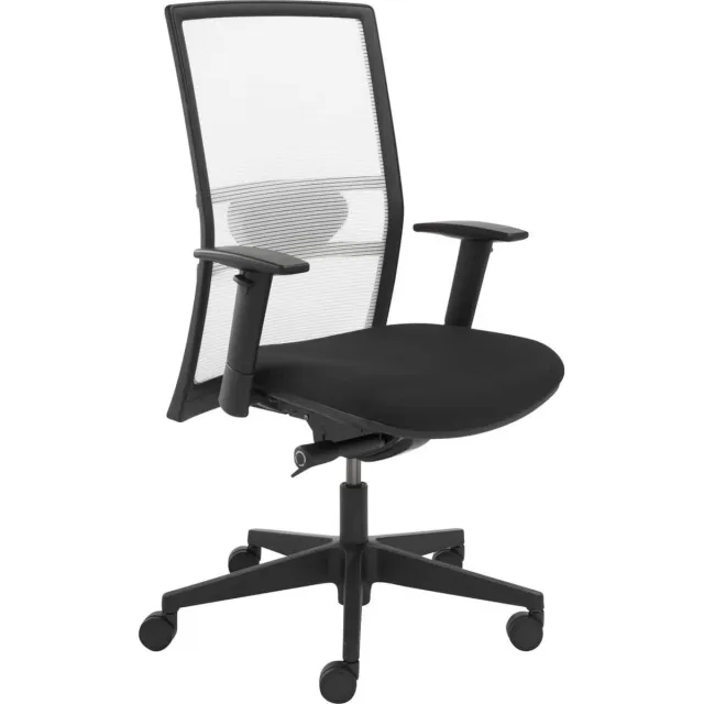 ABC Kantoormeubelen Ergonomische EN-1335 genormeerde bureaustoel 1514 Chroom frame met rug in Zwart