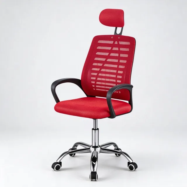 learnlogic In hoogte verstelbare bureaustoel met zwenkwielen rood afmetingen 47x47x116 cm ergonomisch ontworpen voor langdurig zitten en ter voorkoming van rugklachten