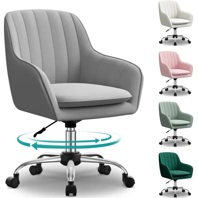 Hiaonyx Bureaustoel-Ergonomische bureaustoel-bureaustoelen voor volwassenen-Dubbel gelaagd zitkussen-360 graden draaibaar-Metalen onderstel-Grijs