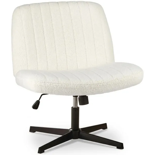 NordHaus Bureaustoel - Draaibare stoel - Armloze bureaustoel - Brede zitting - Teddy velvet Beige, 360° draaibaar