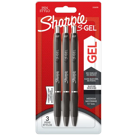 Sharpie Gelschrijver Sharpie S-gel medium zwart blister à 3 stuks