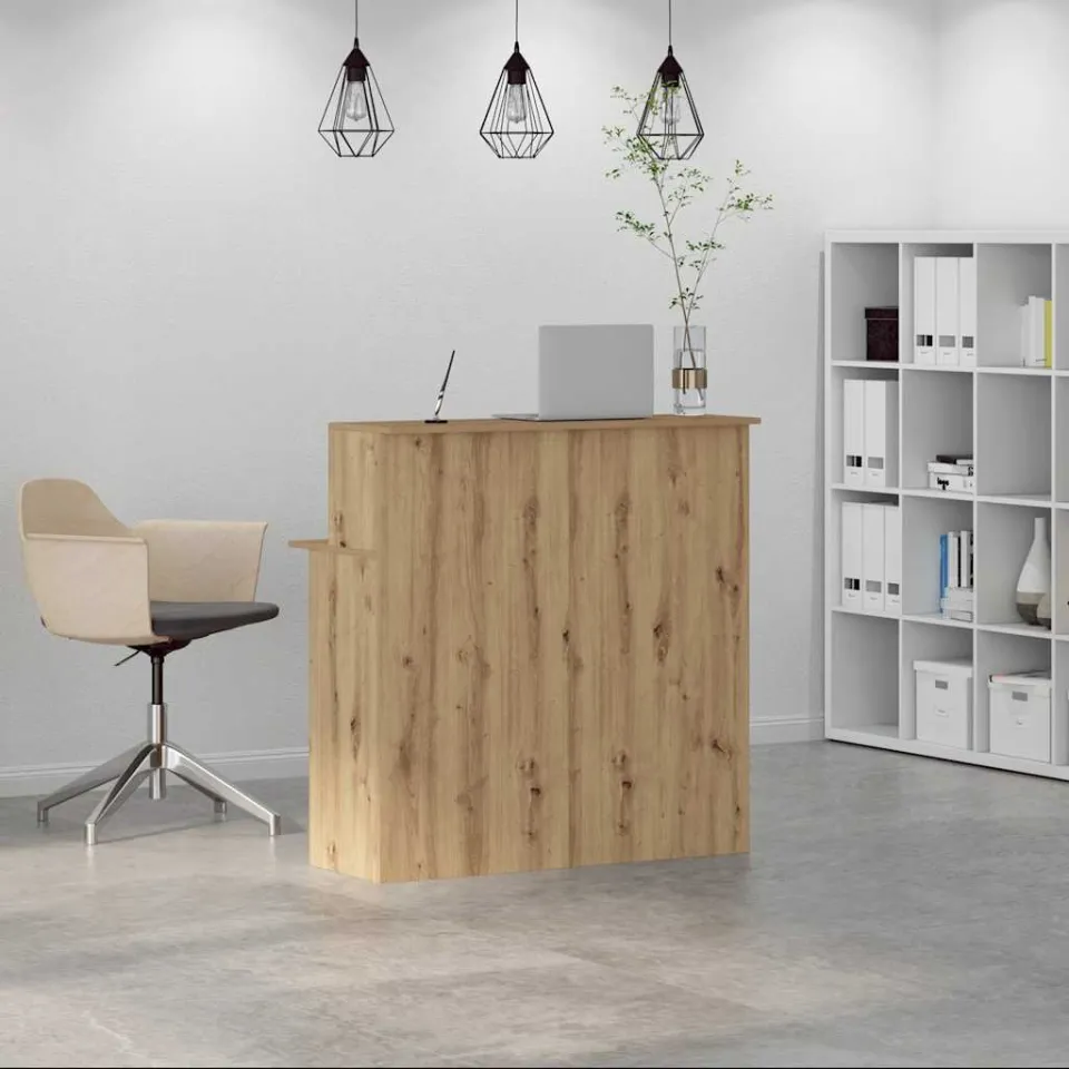 vidaXL Receptiebalie 100x50x103,5cm bewerkt hout artisanaal eikenkleur, foto 3