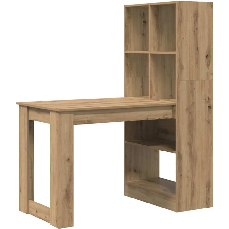 vidaXL Bureau Artisan Eiken 122 x 67 x 145 cm Bewerkt hout, foto 3
