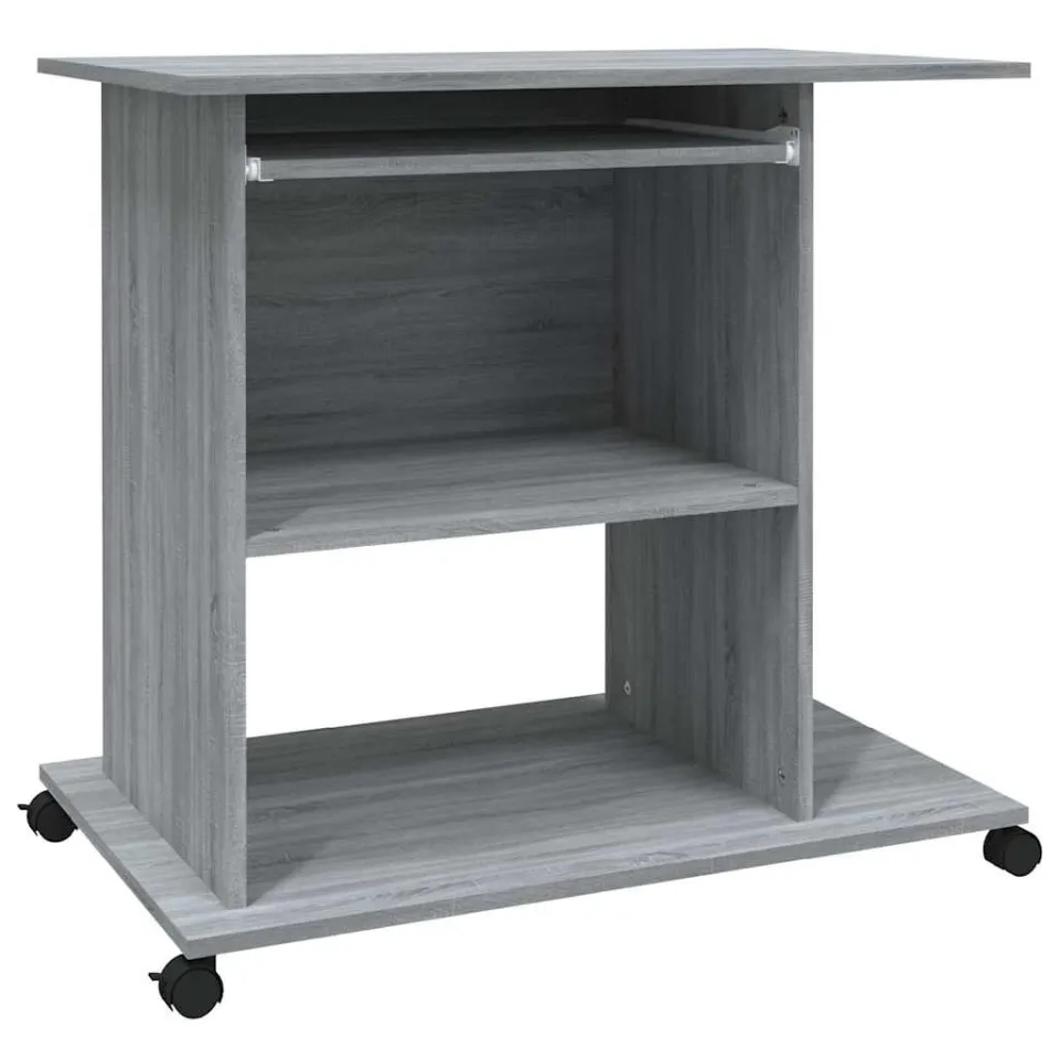 vidaXL Computerbureau 80x50x75 cm bewerkt hout grijs sonoma eikenkleur