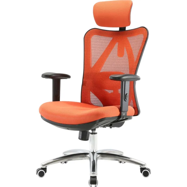 Sihoo bureaustoel bureaustoel, ergonomisch, verstelbare lendensteun, 150kg belastbaar ~ zonder voetsteun, oranje