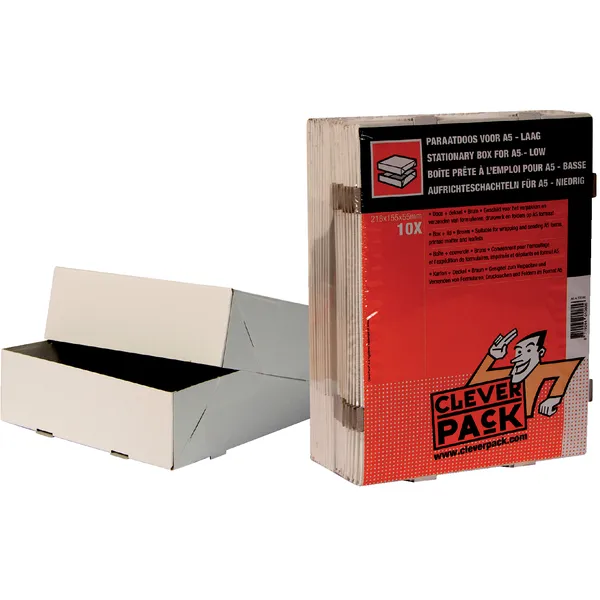 Cleverpack Paraatdoos CleverPack A5 218x155x55mm voor 500 vel wit pak à 10 stuks