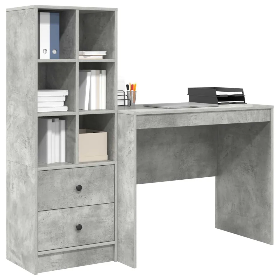 vidaXL Bureau Beton Grijs 135,5 x 50 x 127 cm 2 st
