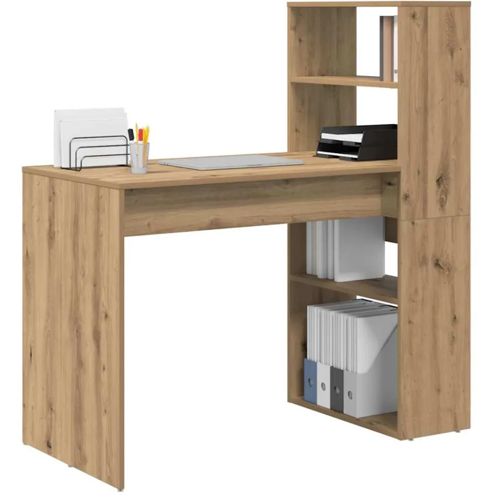 vidaXL Bureau Artisan Eiken 113 x 54 x 120 cm Bewerkt hout Bruin