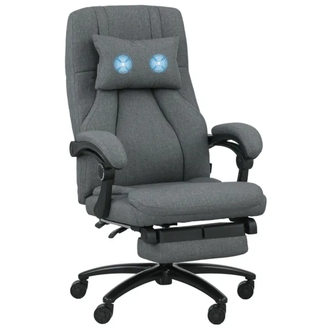 MIVRAY Bureaustoel 64 x 74 x 109-117 cm - Ergonomisch Met Massage En Voetsteun - Voor Thuiswerk En Kantoor - Polyester Donkergrijs