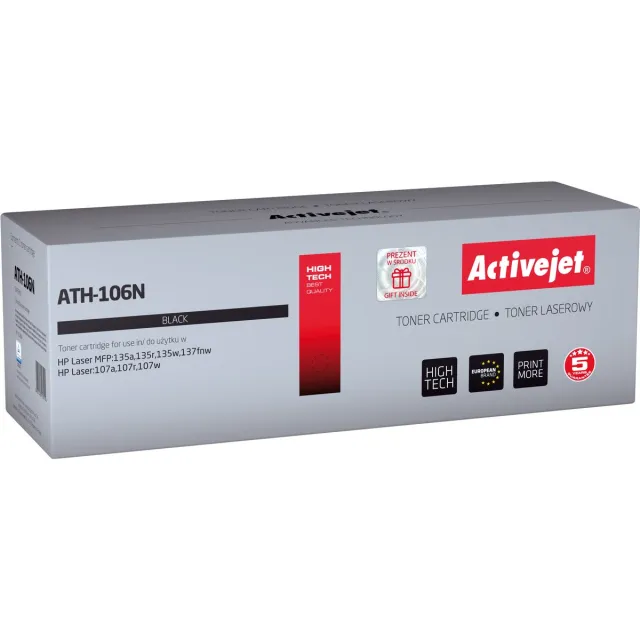 ActiveJet AT-106N toner voor HP-printer; HP 106A W1106A vervanging; Opperste; 1000 pagina's; zwart.