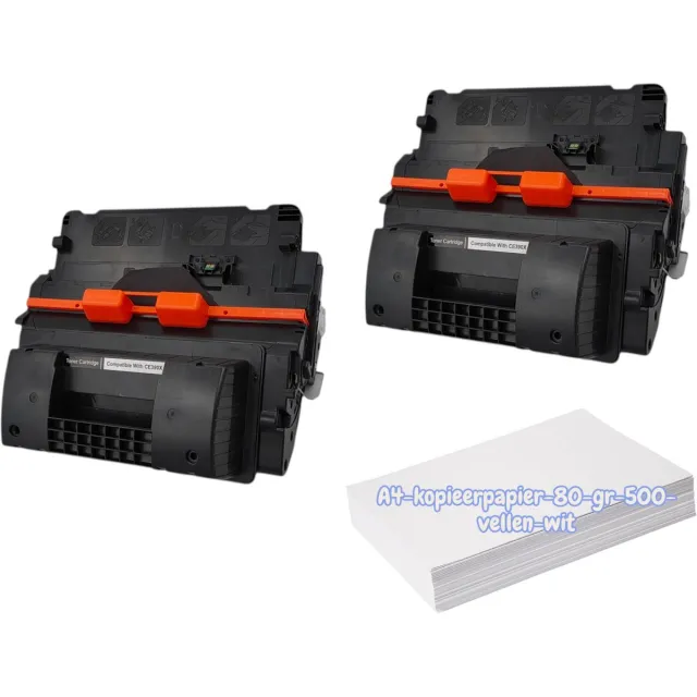KATRIZ huismerk toner 2x CE390X(HP90X) Zwart- 2x 24 000 afdrukken +Kopieerpapier-A4-80GR-500vellen-wit | Geschikt voor HP LaserJet Enterprise 600 M602series/ 600 M603series; HP LaserJet Enterprise M4555 / M4555F/ M4555FSKM/ M4555H/ M4555MFP