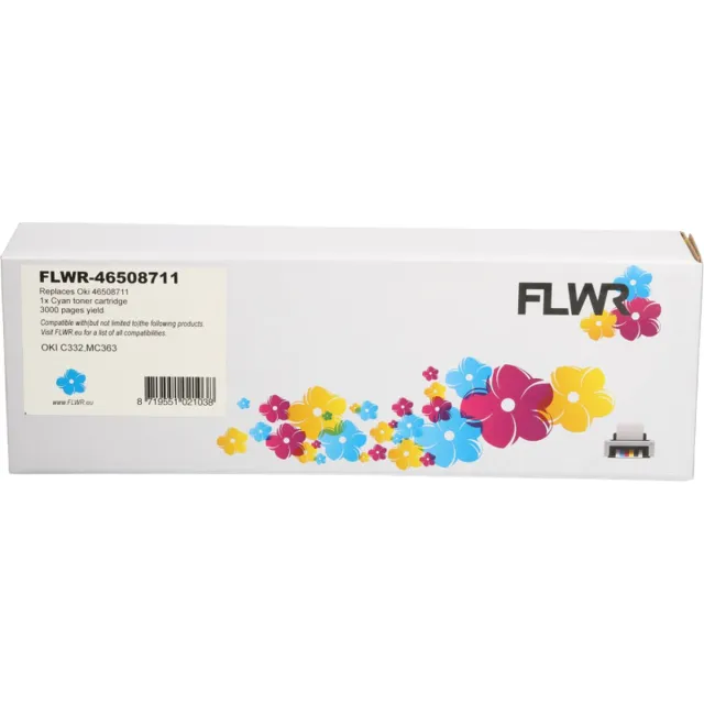 FLWR Toners / Oki C332 / MC363 / cyaan / Geschikt voor Oki
