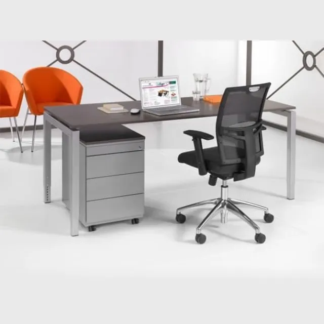 ABC Kantoormeubelen 4 poots bureau Kubus breed 120CM diep 60CM bladkleur Halifax Eiken framekleur Aluminium (RAL9006) Aluminium (RAL9006)/Halifax Eiken