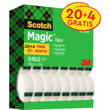 Scotch Plakband Scotch Magic 810 19mmx33m onzichtbaar mat 20+4 gratis