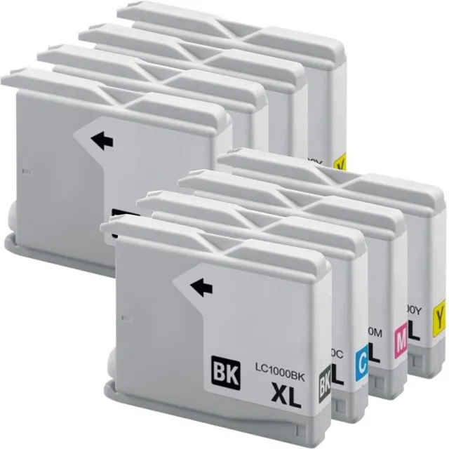 InktDL Huismerk geschikt voor Brother LC-1000 XL Inktpatronen (8X) - DCP-130C - DCP-350C - DCP-357C - MFC-235C - MFC-240C - MFC-465CN - MFC-5460CN - Fax 1355 Multipack 8 Cartridges