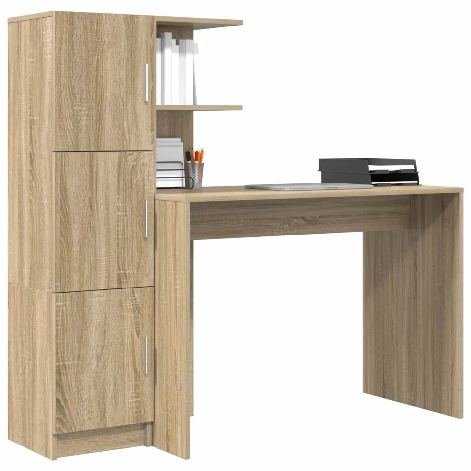 vidaXL Bureau Sonoma Eiken 133.5 x 50 x 124 cm 2 st Bruin