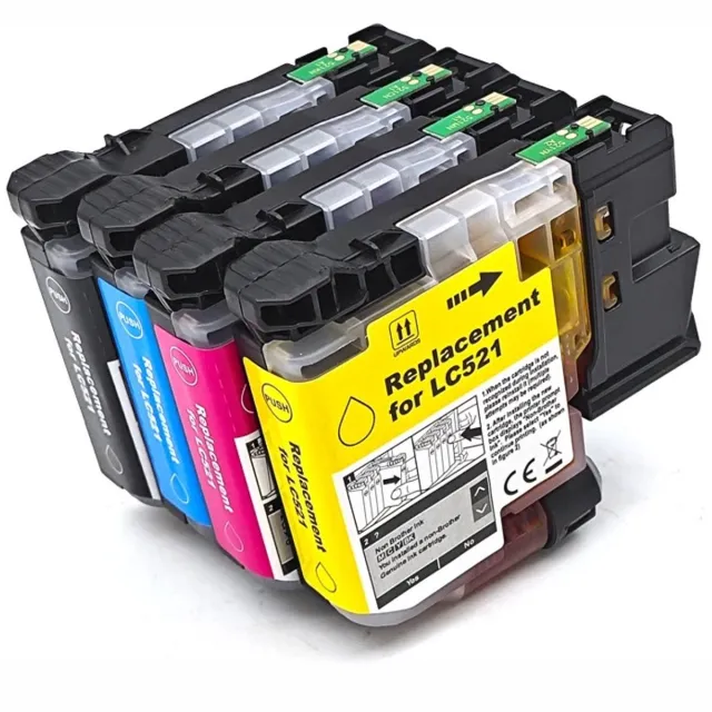 Inktkenners Inktcartridges Geschikt voor Brother LC-521 | Multipack van 4 stuks Geschikt voor Brother DCP-J1260W - DCP-J1310DW - DCP-J1313DW - DCP-J1360DW - DCP-J1460DW Zwart